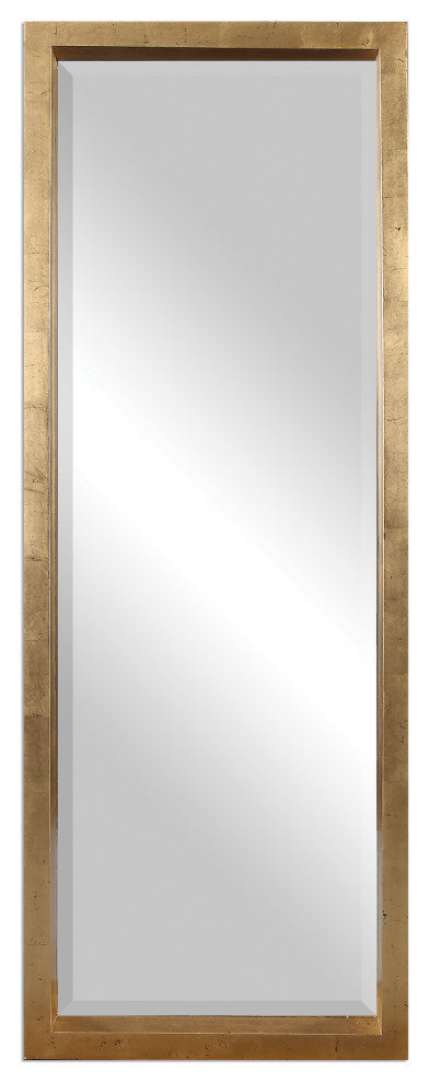 Uttermost Edmonton Contemporary Pine Wood Leaner Mirror in Gold