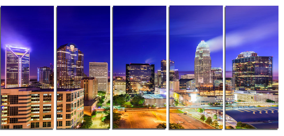 "Charlotte North Carolina" Canvas Print60"x28", 5-Panels