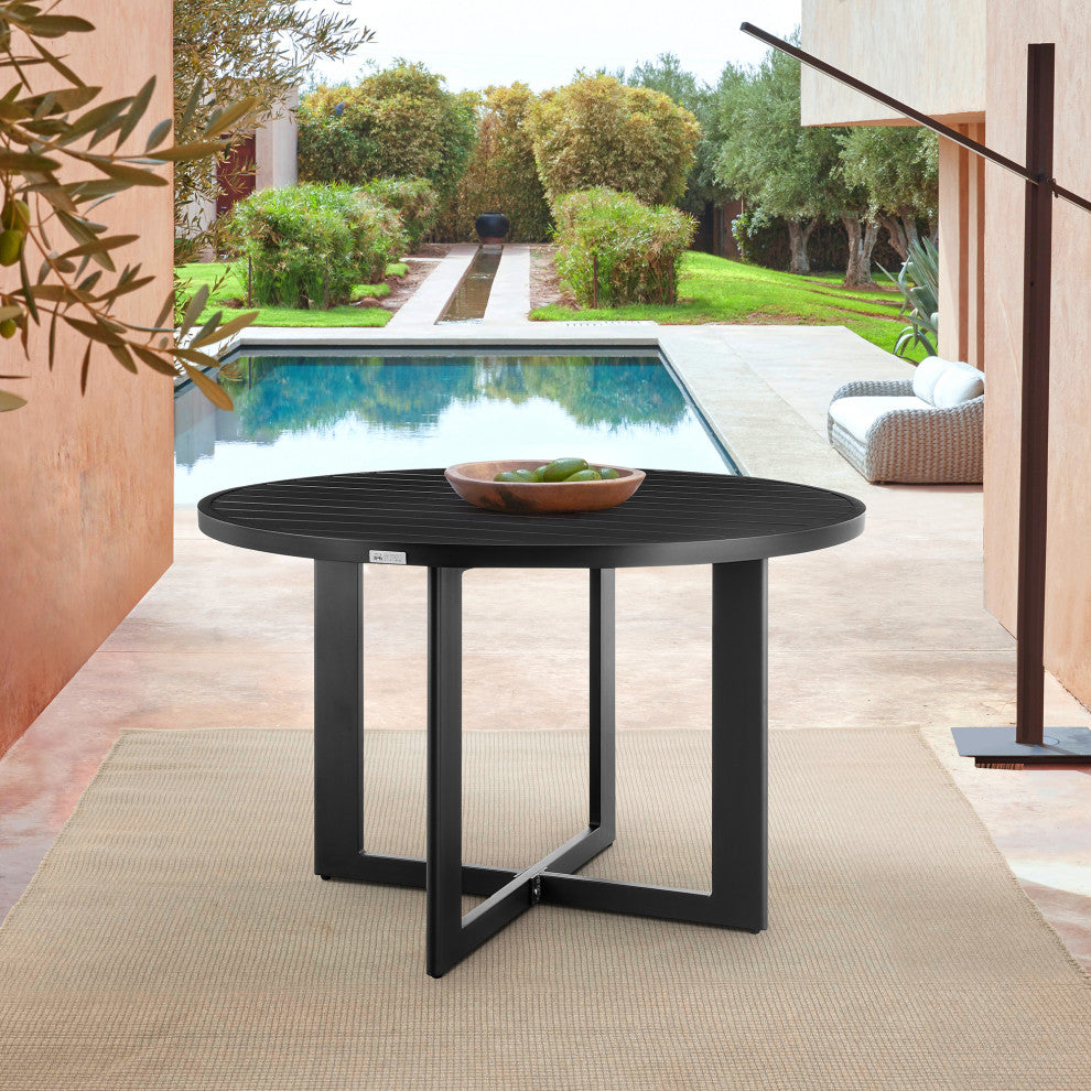 Cayman Outdoor Patio Round Dining Table, Aluminum