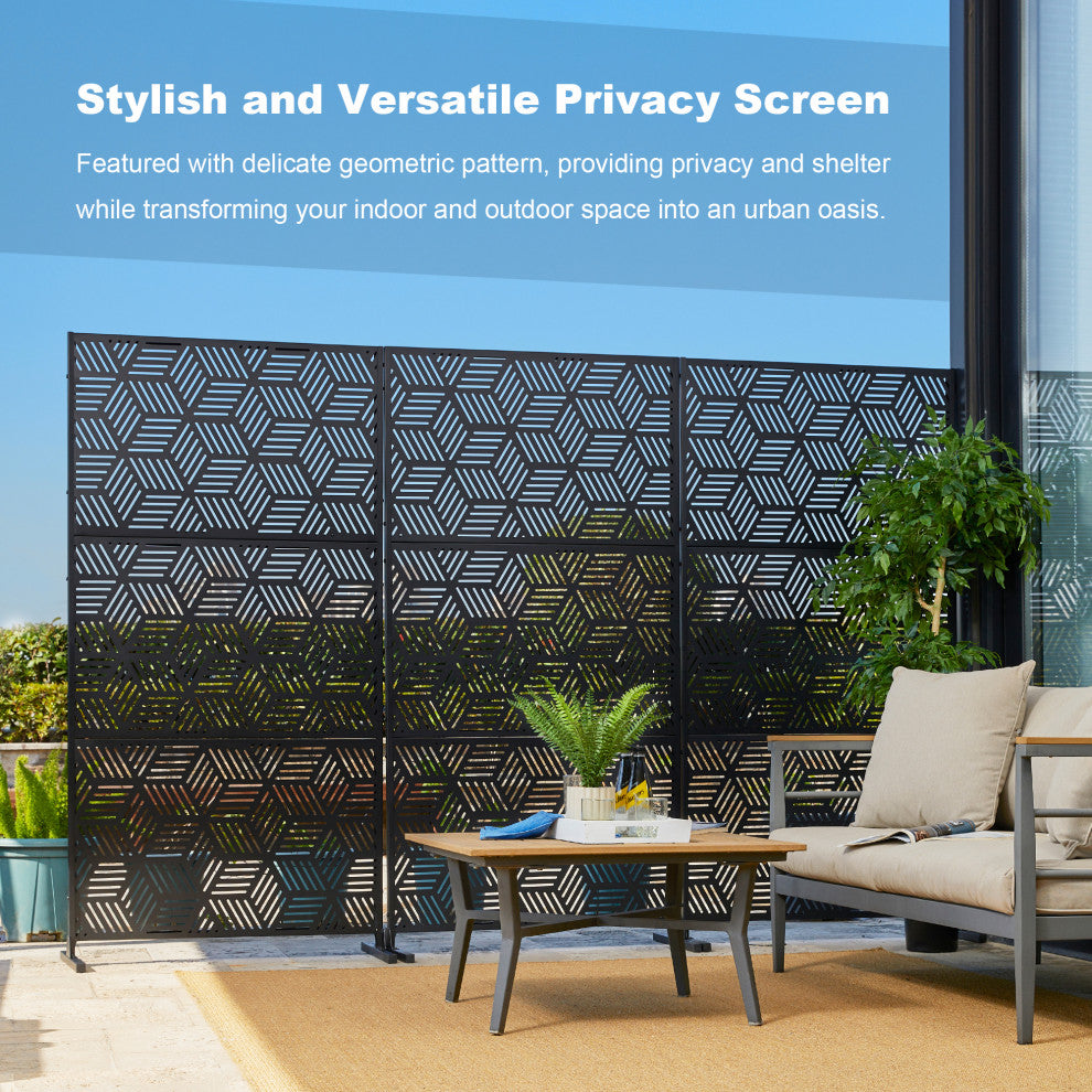 6ft Geometric Pattern Privacy Screen Fence