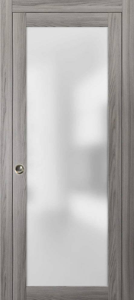 Planum 2102 Interior Sliding Closet Pocket Door 24x80 Ginger Ash Track Pulls