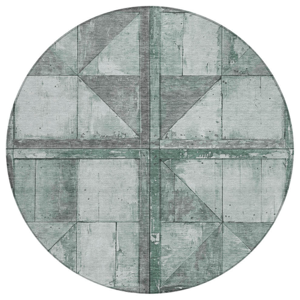 Machine Washable Indoor/Outdoor Chantille ACN1875 Sage 8' x 8' Round Rug
