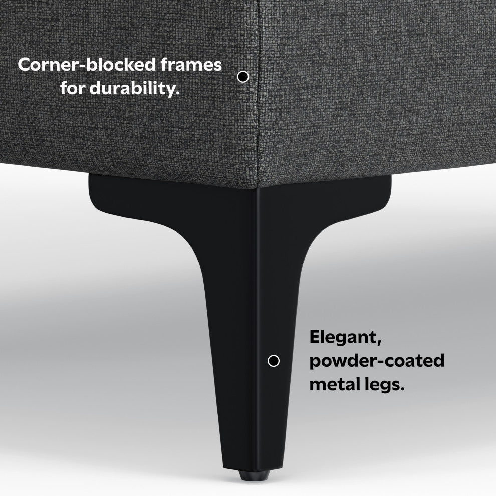 Ava Large Rectangular Ottoman in Tightly Woven Performance Fabric , Assembled