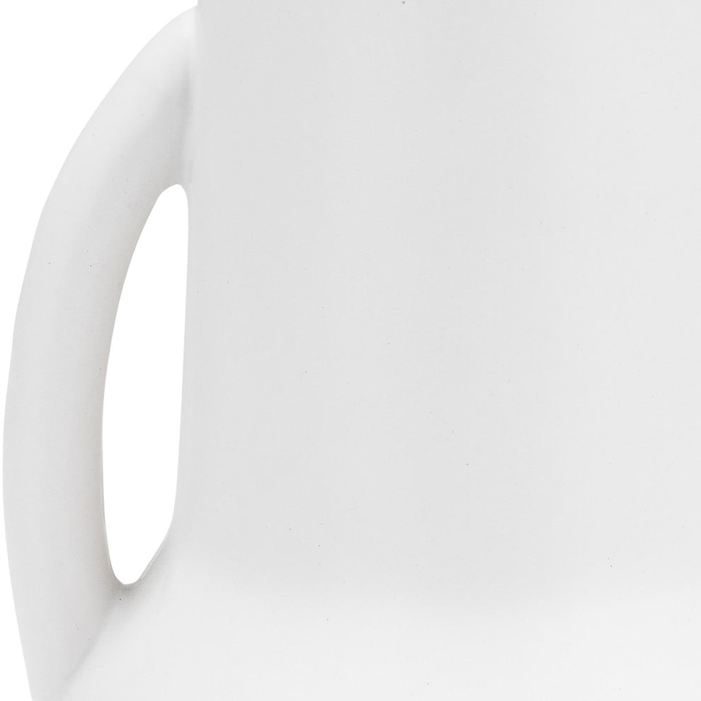 Ceramic 8", Vase, Handles, White
