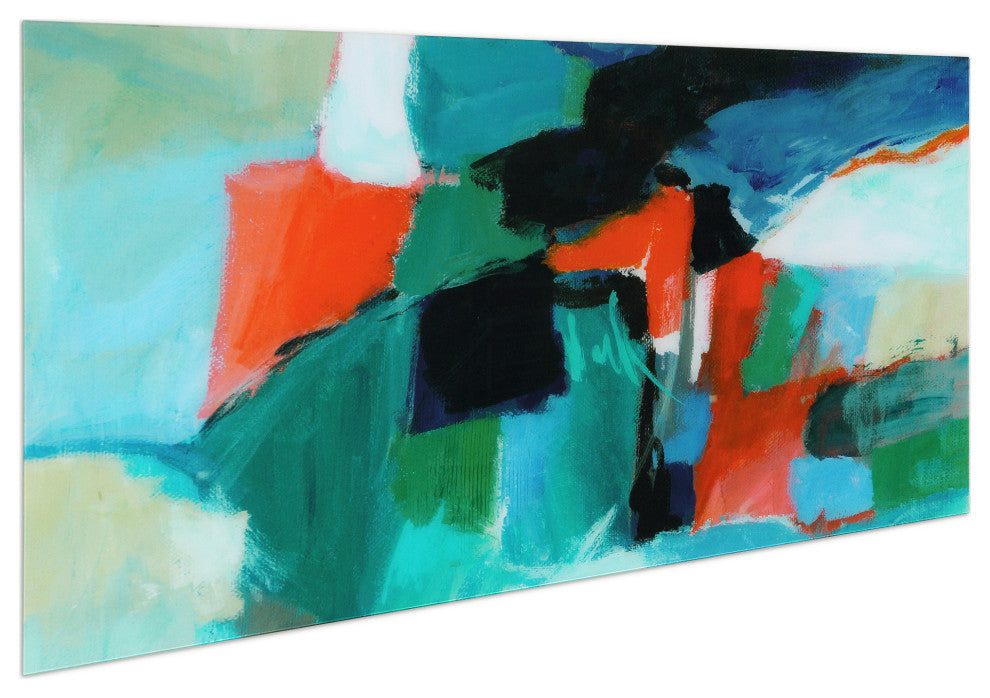 "Color Splash"  Abstract Wall Art Tempered Glass Contemporary Wall Art 72" x 36"