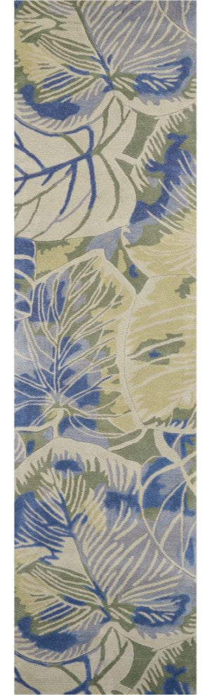 KAS Sparta 3105 Blue/Green Silhoutte Area Rug, 2'6"x10' Runner