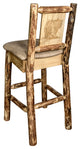 Glacier Country Counterstool Buckskin Upholstery, With Laser Engraved Bear