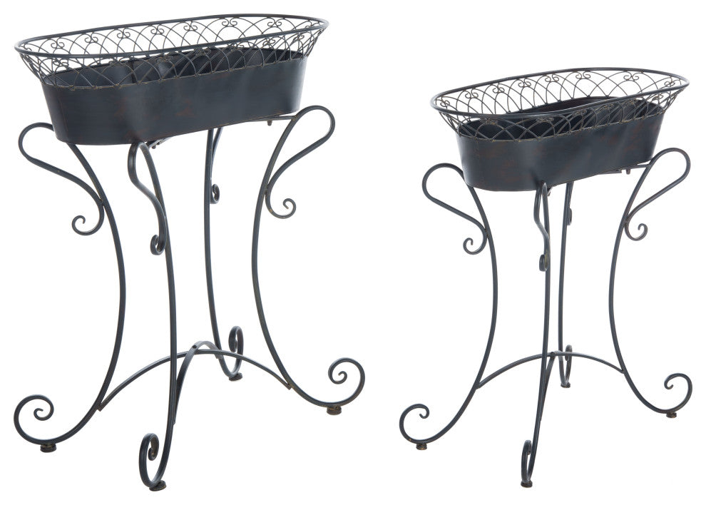 Safavieh Hendrick 2-Piece Outdoor Planters Black Rust