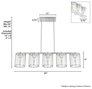 Astwood Brushed Nickel With Clear Glass 5 Light Chandelier Ceiling