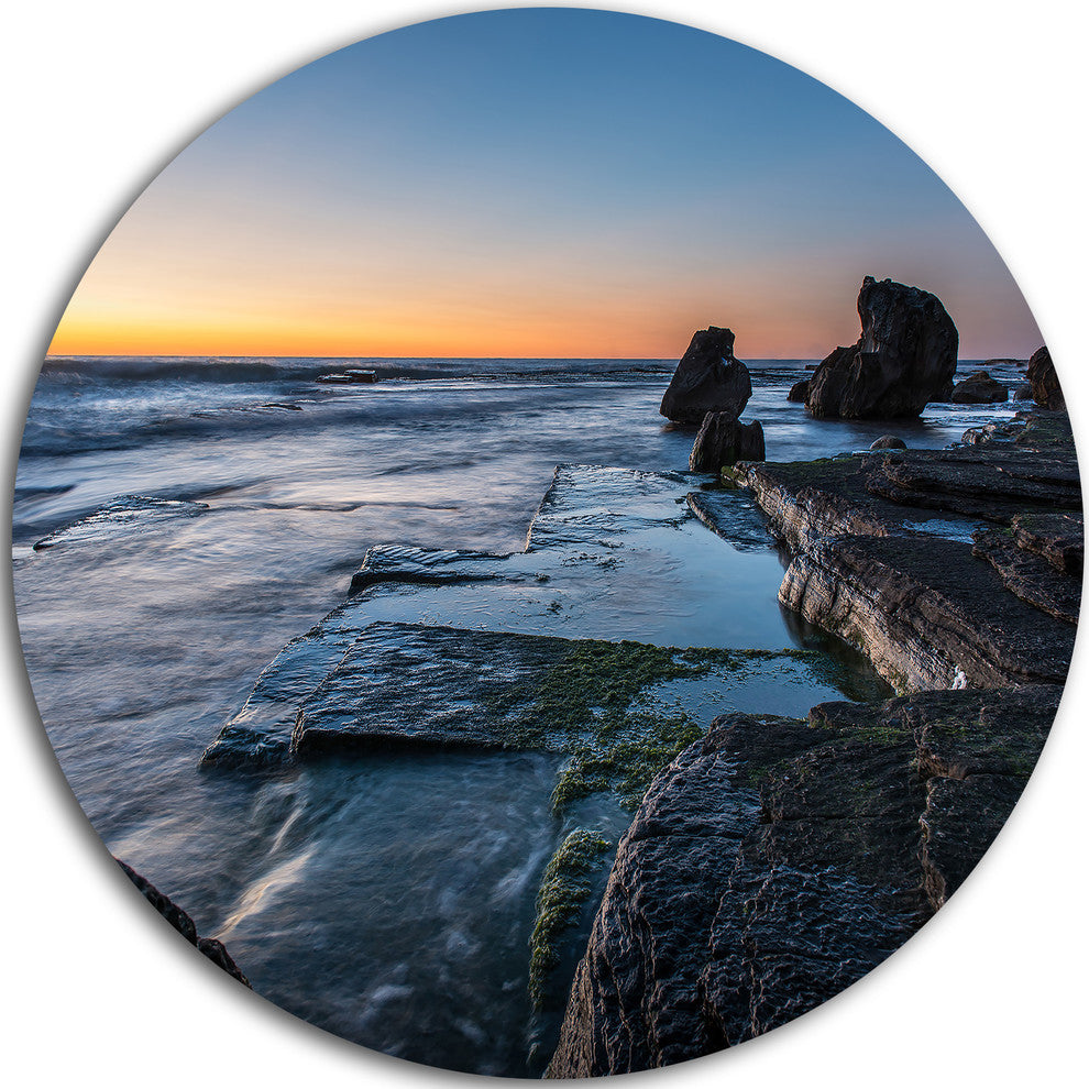 Bluish Sea Waters At Sydney Beach, Seashore Disc Metal Artwork, 11"