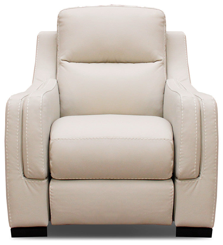 Hanna Geniune Leather Power Recliner, Snow