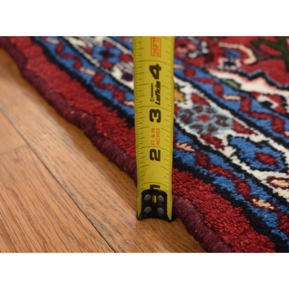 Maroon Red New Persian Hamadan Pure Wool Hand Knotted Oriental Rug 3'5" x 5'1"