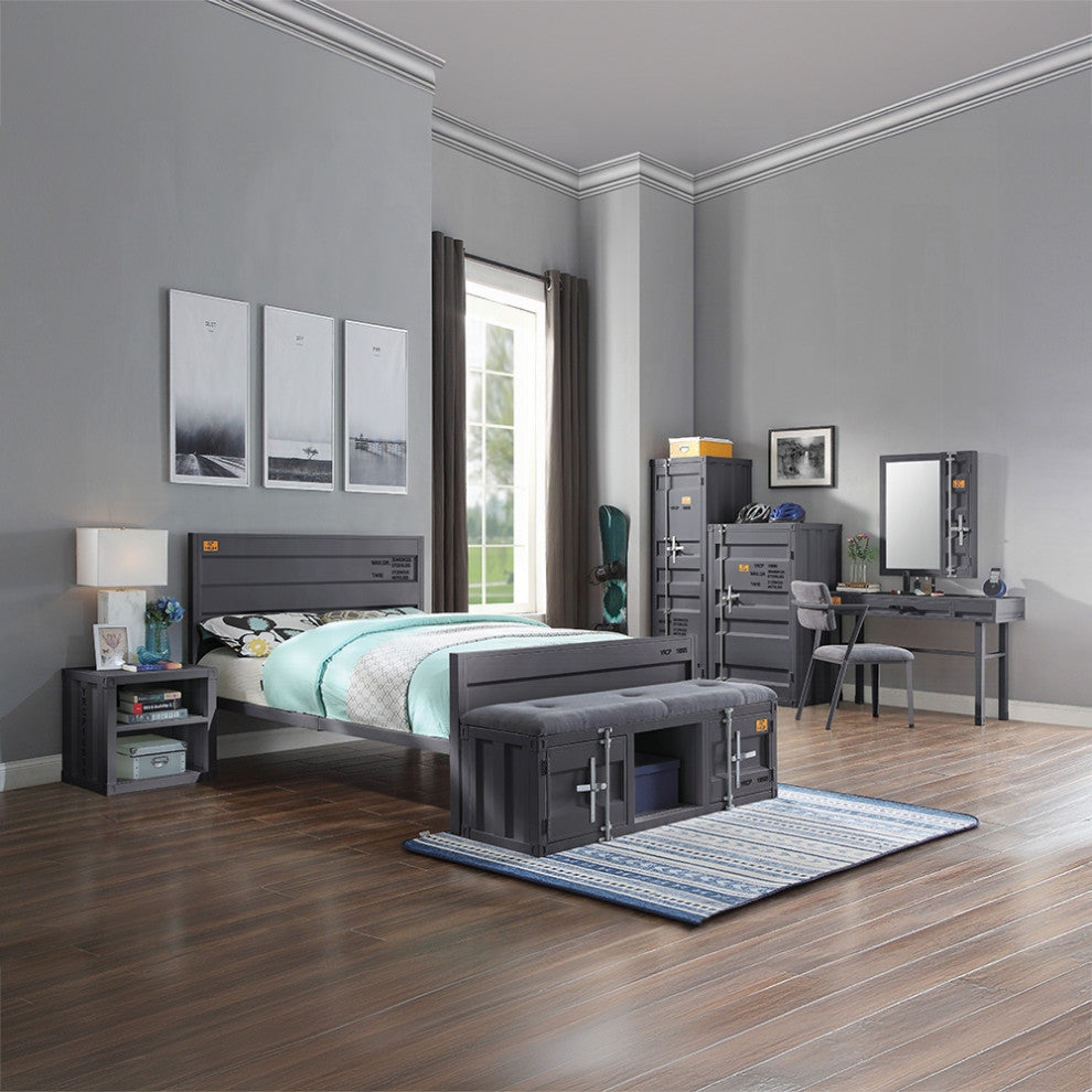 ACME Cargo Chair, Gray Fabric and Gunmetal