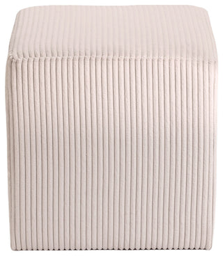 Roy Microsuede Fabric Upholsetered Ottoman/Stool, Beige, Square