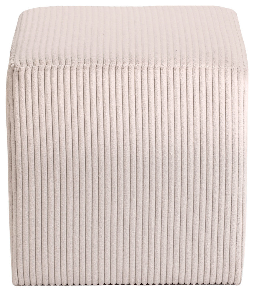 Roy Microsuede Fabric Upholsetered Ottoman/Stool, Beige, Square