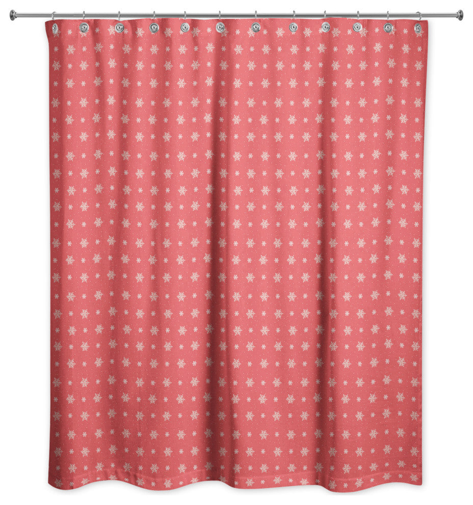 Red Snowflake Pattern 5 71x74 Shower Curtain