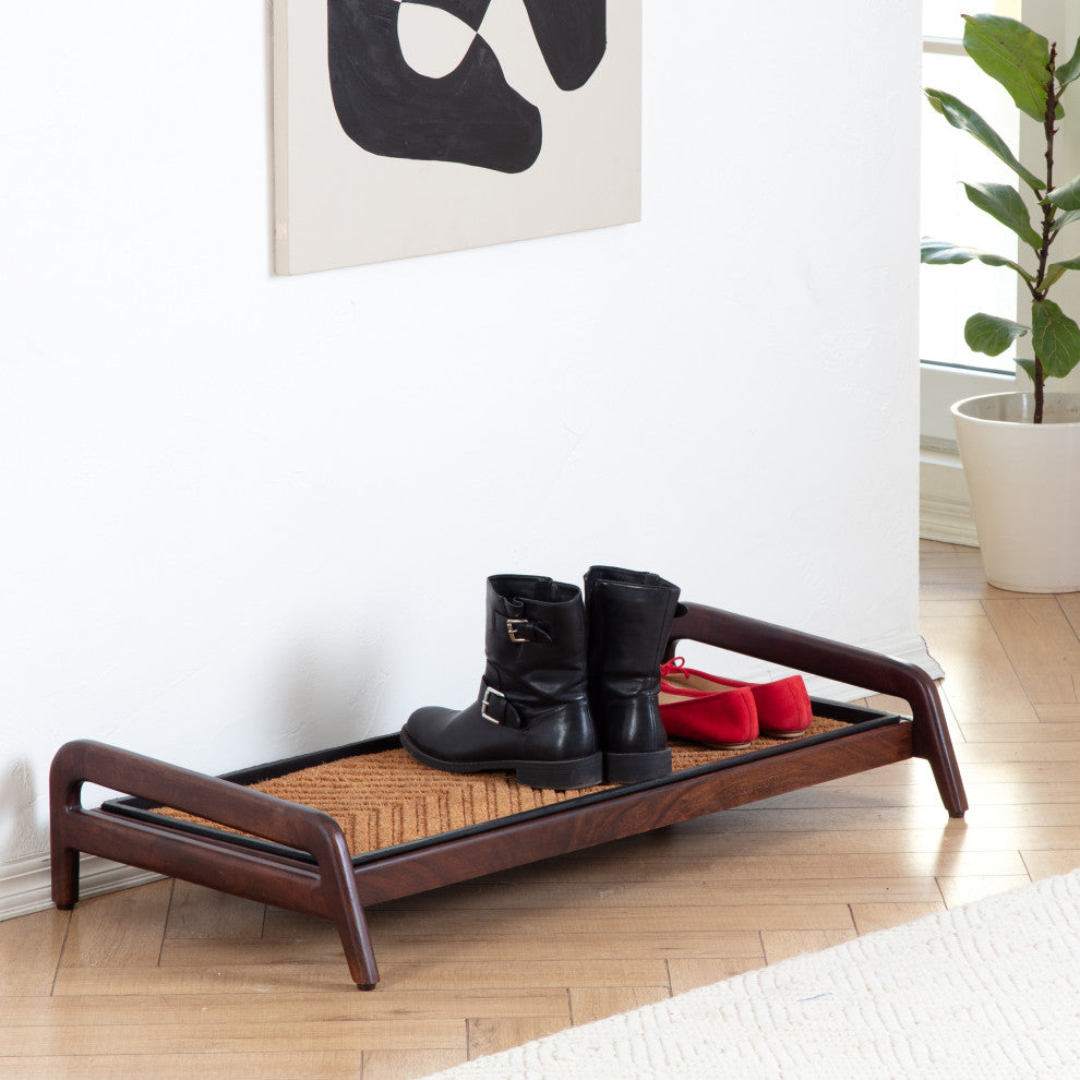 Single-Tier Brown Stand With 3-Pair Rubber Boot Tray Arrowhead