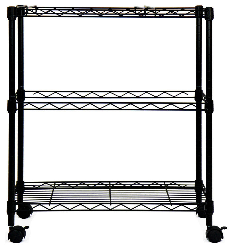 Oceanstar Portable 2-Tier Metal Rolling File Cart, Black