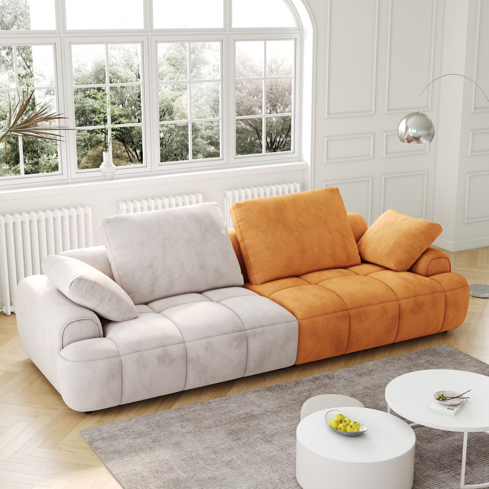 86" Large-Sized Modern Sofa with High-End Suede Fabric