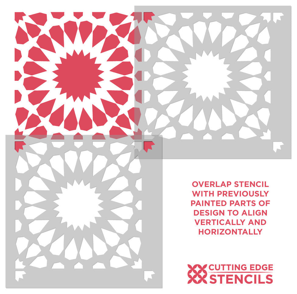 Cordelia Tile Stencil, DIY Cement Tile Stencils, Geometric Floor Tile Stencils