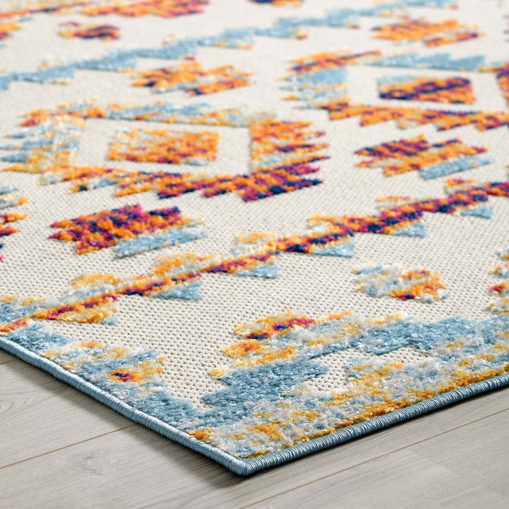 Contemporary Abstract Diamond Moroccan Trellis 5x8 Indoor and Outdoor Area Rug