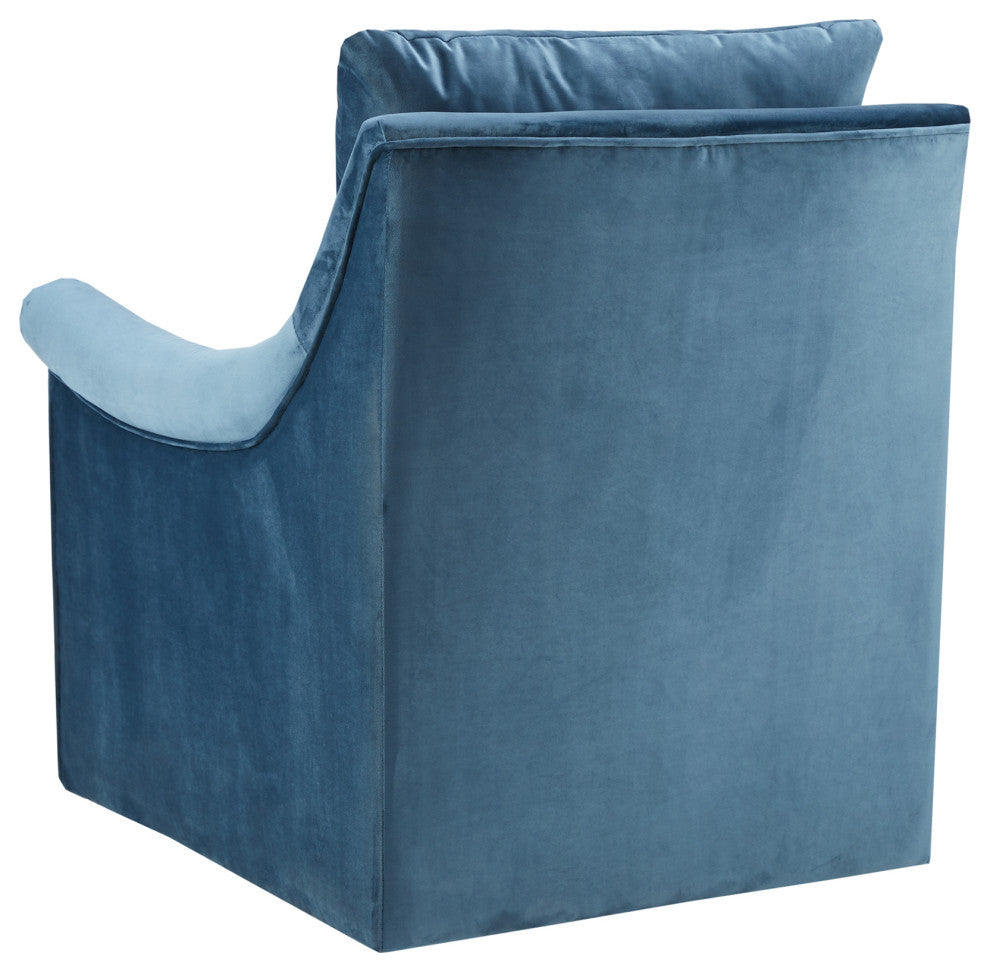 Madison Park Deanna Curved Arm Velvet Swivel Chair, Blue