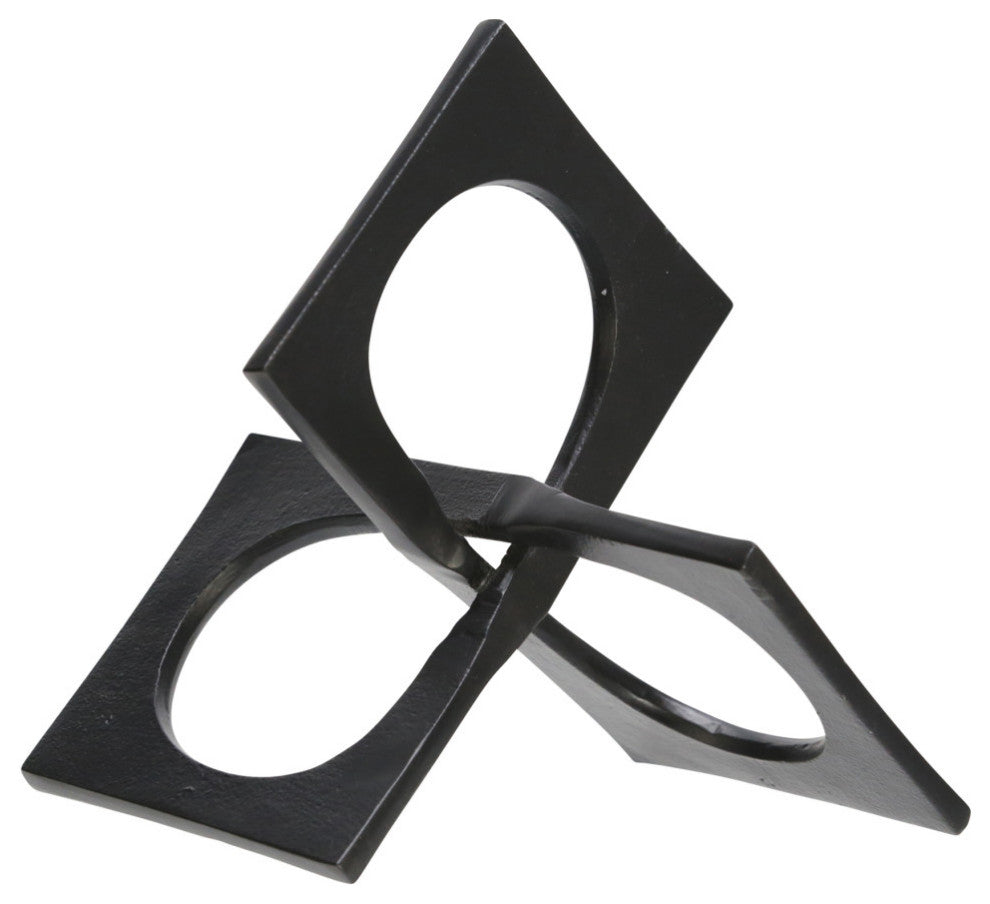 Metal 9" Linked Square Decor, Black