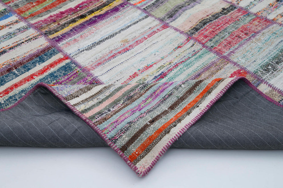 Rug N Carpet - Handmade Turkish 6' 11'' x 9' 2'' Unique Patchwork Kilim Rug