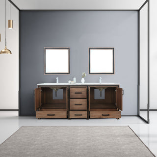 Ziva 80 Barnwood DB Vanity, Cultured Marble Top, Square Sink, 30 Mirrors, Faucet