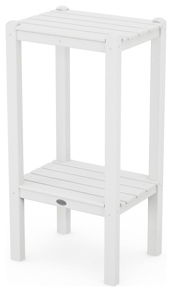 Polywood Two Shelf Bar Side Table, White