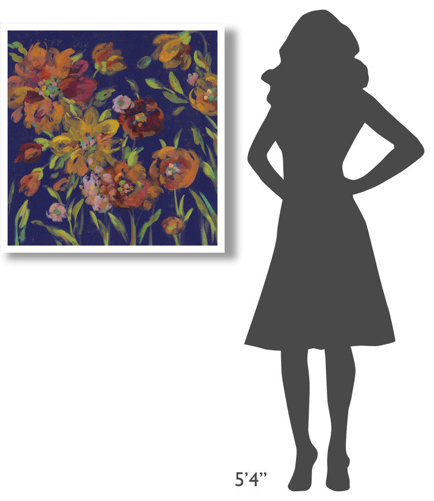 "July Garden Trio III Indigo" Digital Paper Print by Silvia Vassileva, 32"x32"