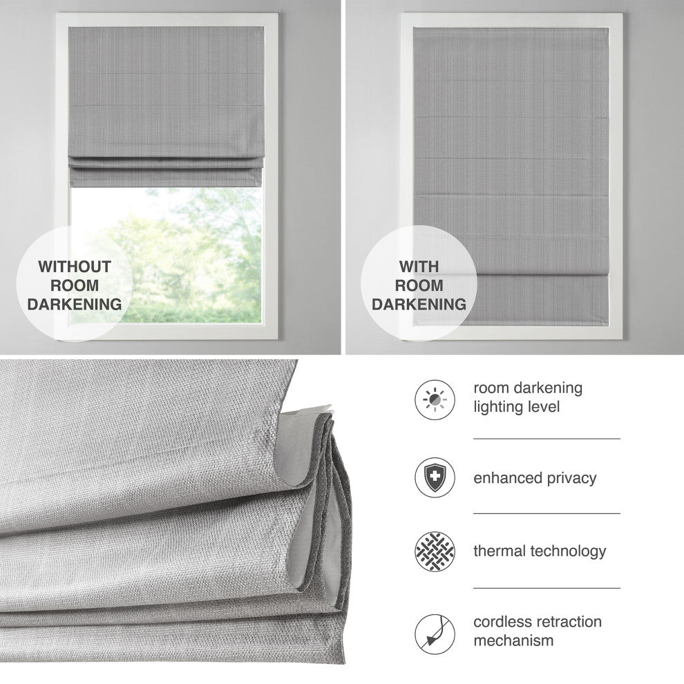 Madison Park Galen Basketweave Roman Shade, Taupe, 27"