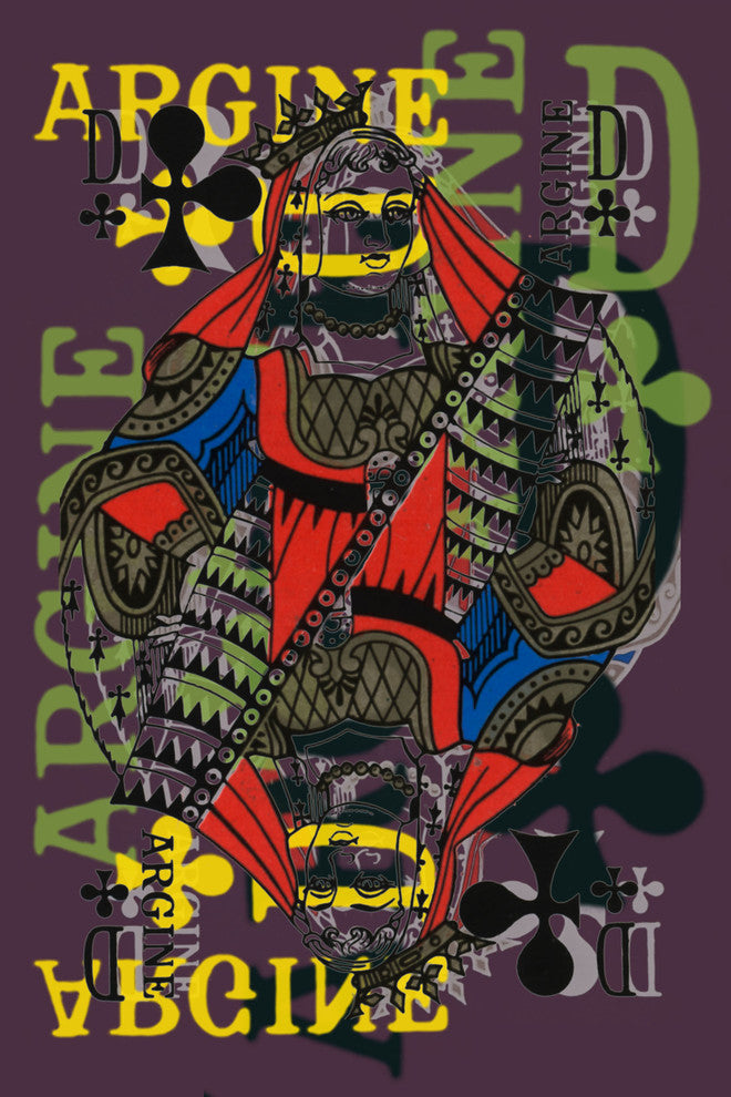 French Playing Card, Argine, Dame De Trefles, Queen of Clovers, Pop Art