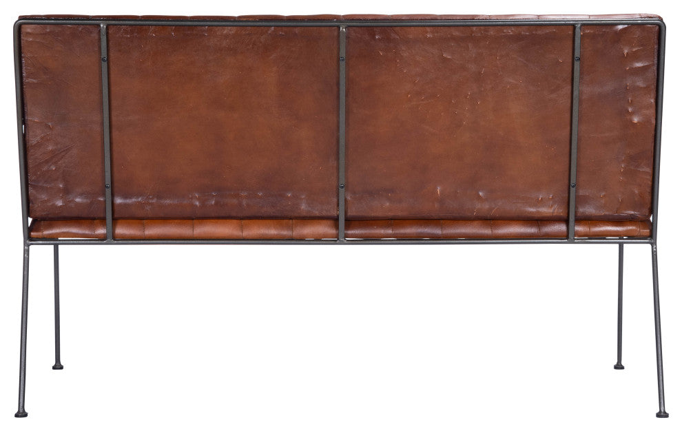 Butler Phoenix Leather and Metal Bench
