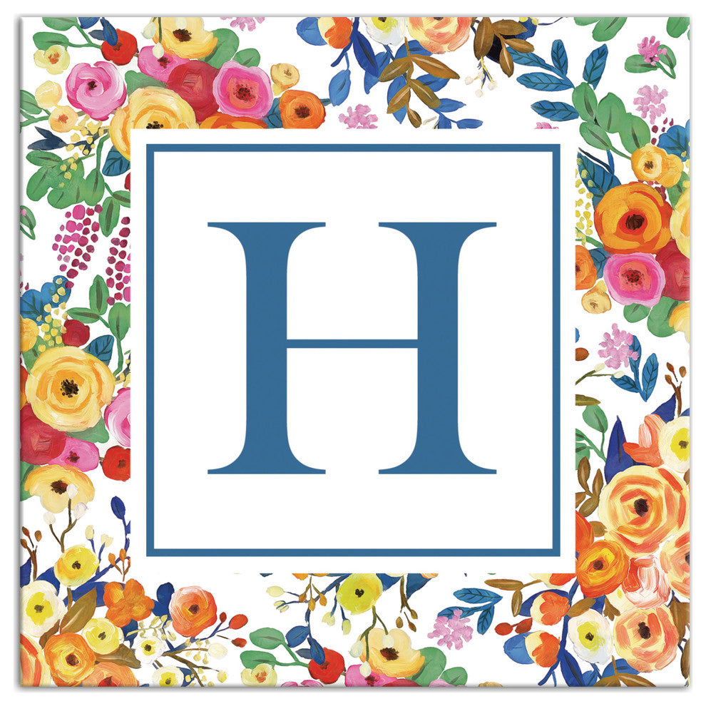 Wildflower Monogram - H 12x12 Canvas Wall Art