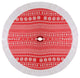 48" Red and White Knitted Snowflake Christmas Tree Skirt With Faux Fur Trim