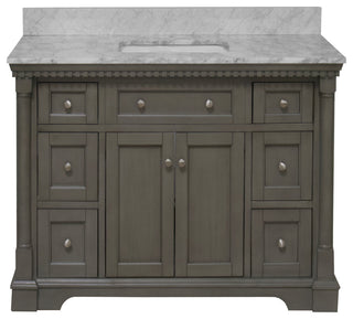 Sydney 48" Bathroom Vanity, Weathered Gray, Carrara Marble