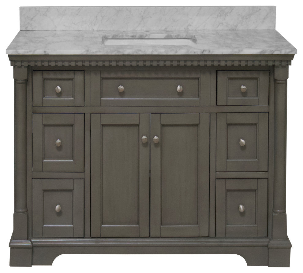 Sydney 48" Bathroom Vanity, Weathered Gray, Carrara Marble
