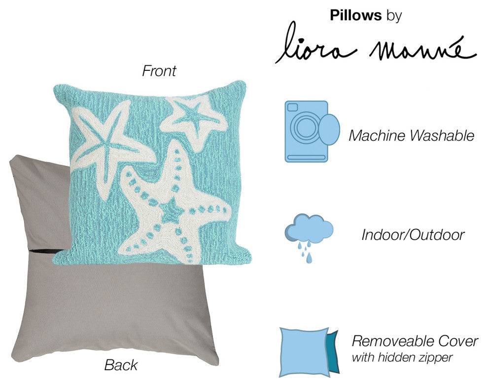 Frontporch Starfish Indoor/Outdoor Pillow 18" Square, Aqua