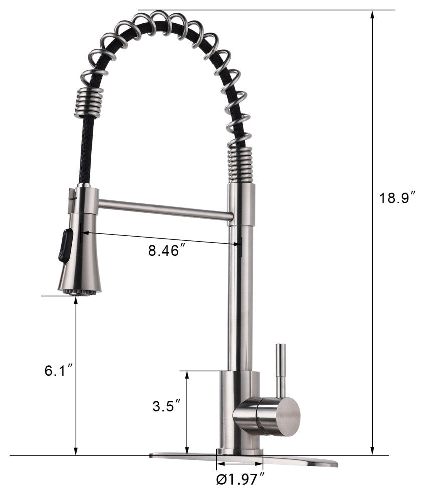 Givingtree Kitchen Sink Faucet with Deck Plate Brushed Nickel