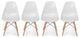 VortexEiffel Side Chair Walnut Legs, White, Set of 4