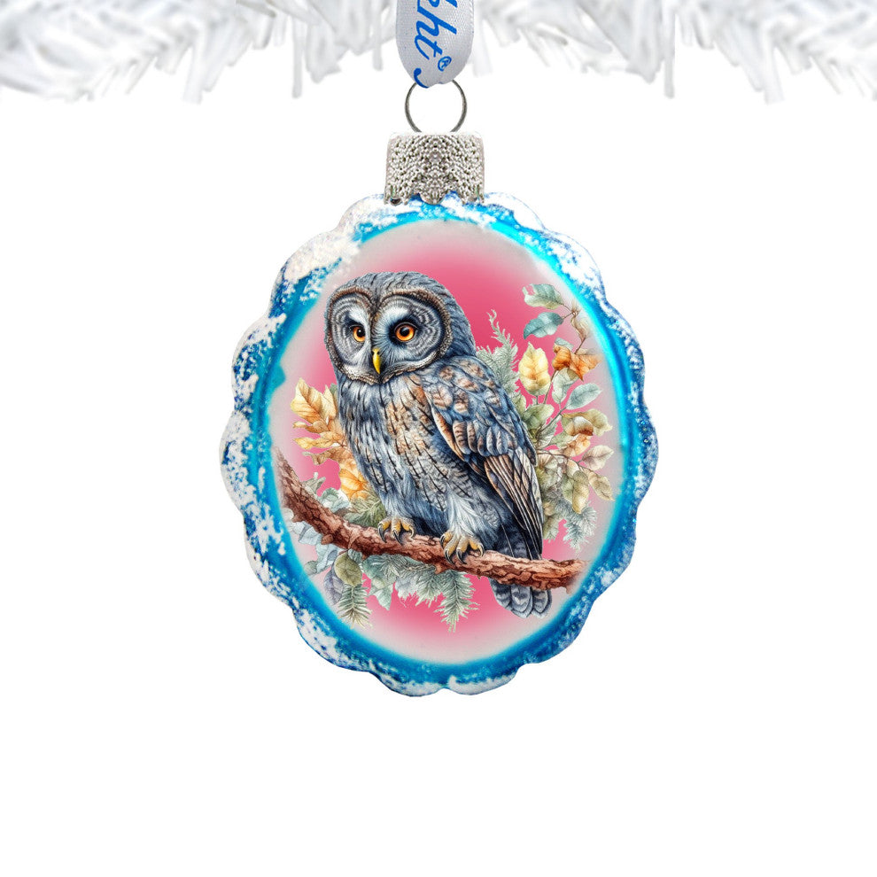 Gray Owl Mercury Glass Ornaments Wildlife Holiday Decor