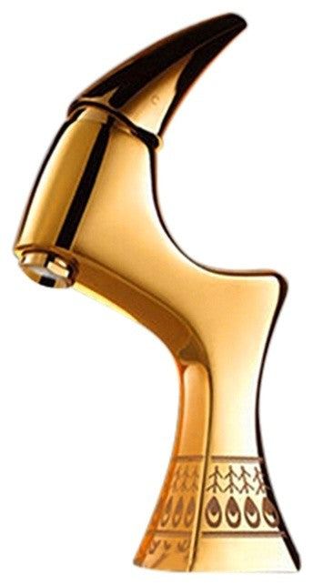 Bathroom Sink, Golden Polished, Deck Mount