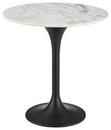 Astrid Side Table With High Gloss White Ceramic Top and Matte Black Tulip Base