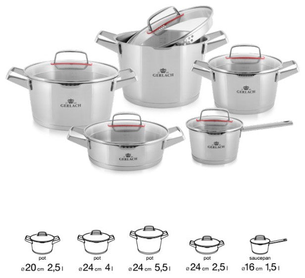 SUPERB Stainless Steel Pot Set With Lids 10 pcs