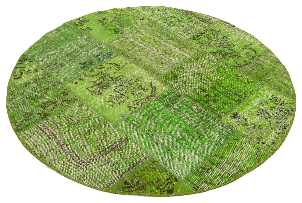 Rug N Carpet - Handmade Anatolian 4' 11" x 4' 11" Antique Round Patchwork Rug