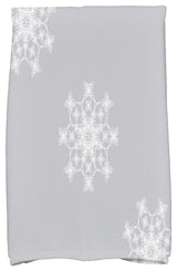 Falling Snow Decorative Holiday Geometric Print Hand Towel, Gray