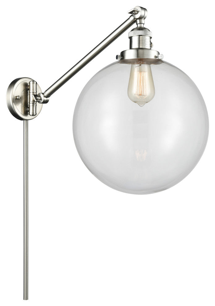 Beacon Swing Arm With Switch, Brushed Satin Nickel, Clear, Clear