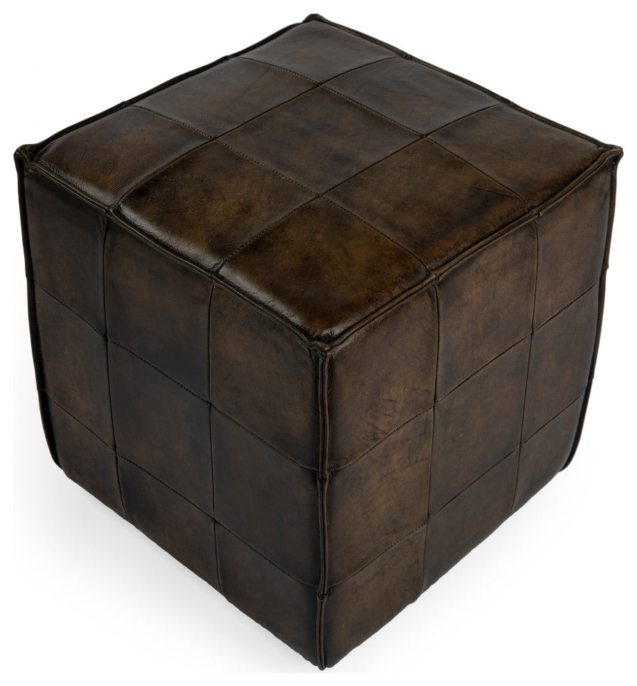 Butler Leon Dark Brown Leather Ottoman