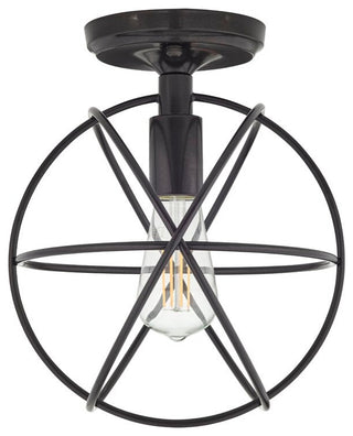 JL Styles Inc Black Single Light Globe Flush Mount